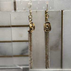 Gold Cowboy Hat Tassel Earrings
